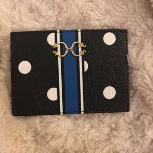 NWOT C WONDER CARD HOLDER. Black with polka dots